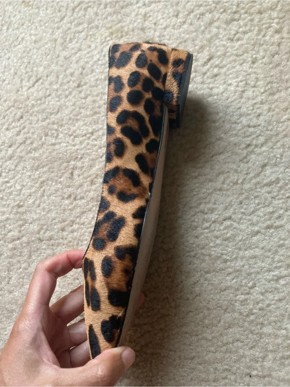 J. Crew Marina Leopard Print calf hair Pointed Toe Flats